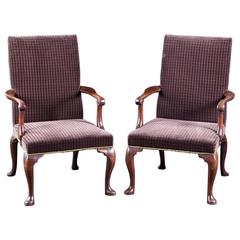 Pair of 18th Century English George II Period Gainsborough Library Armchairs