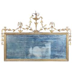 Antique English Hepplewhite Period Giltwood Overmantel Mirror, circa 1790