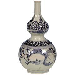 17th Century, Japanese Blue and White Double Gourd Bottle