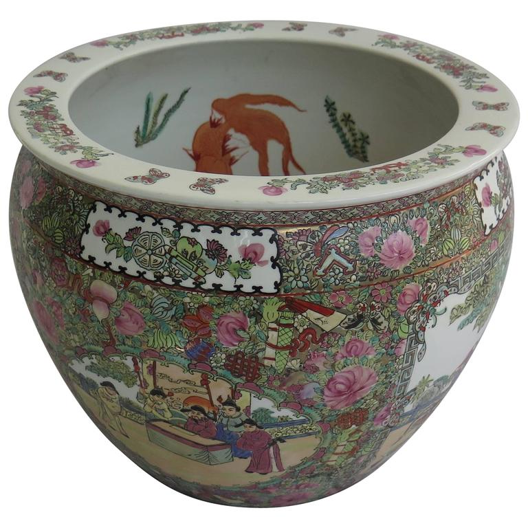 Large CHINESE Porcelain Fish Bowl or JARDINIE ̀RE, Famille Rose Mandarin,  20th C at 1stDibs | chinese fish bowls, large chinese fish bowl, fish bowl  chinese