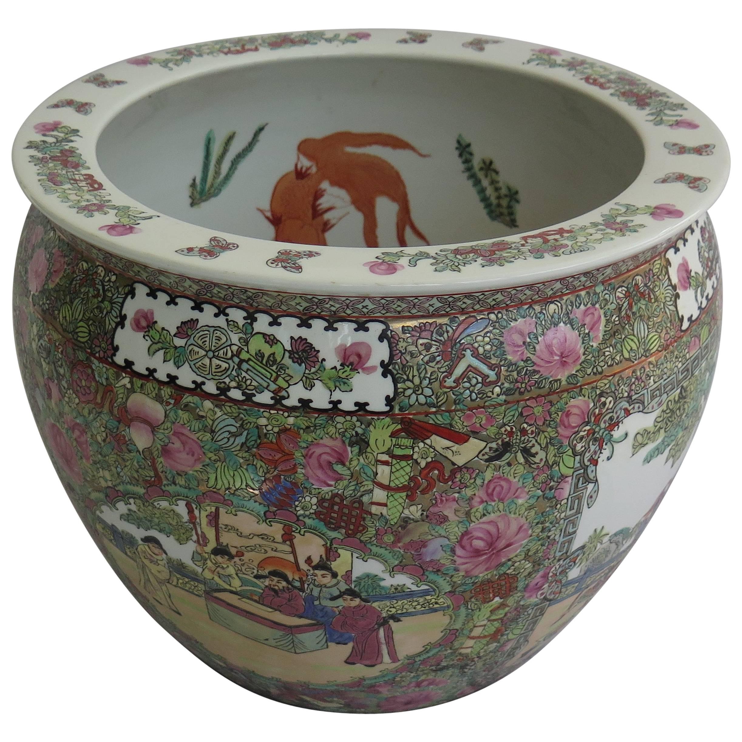 14" Famille Rose Porcelain Fishbowl 