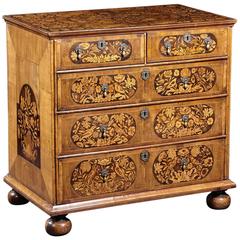 Fine English Walnut Marquetry Inlaid Chest with Provenance, circa 1680-1710