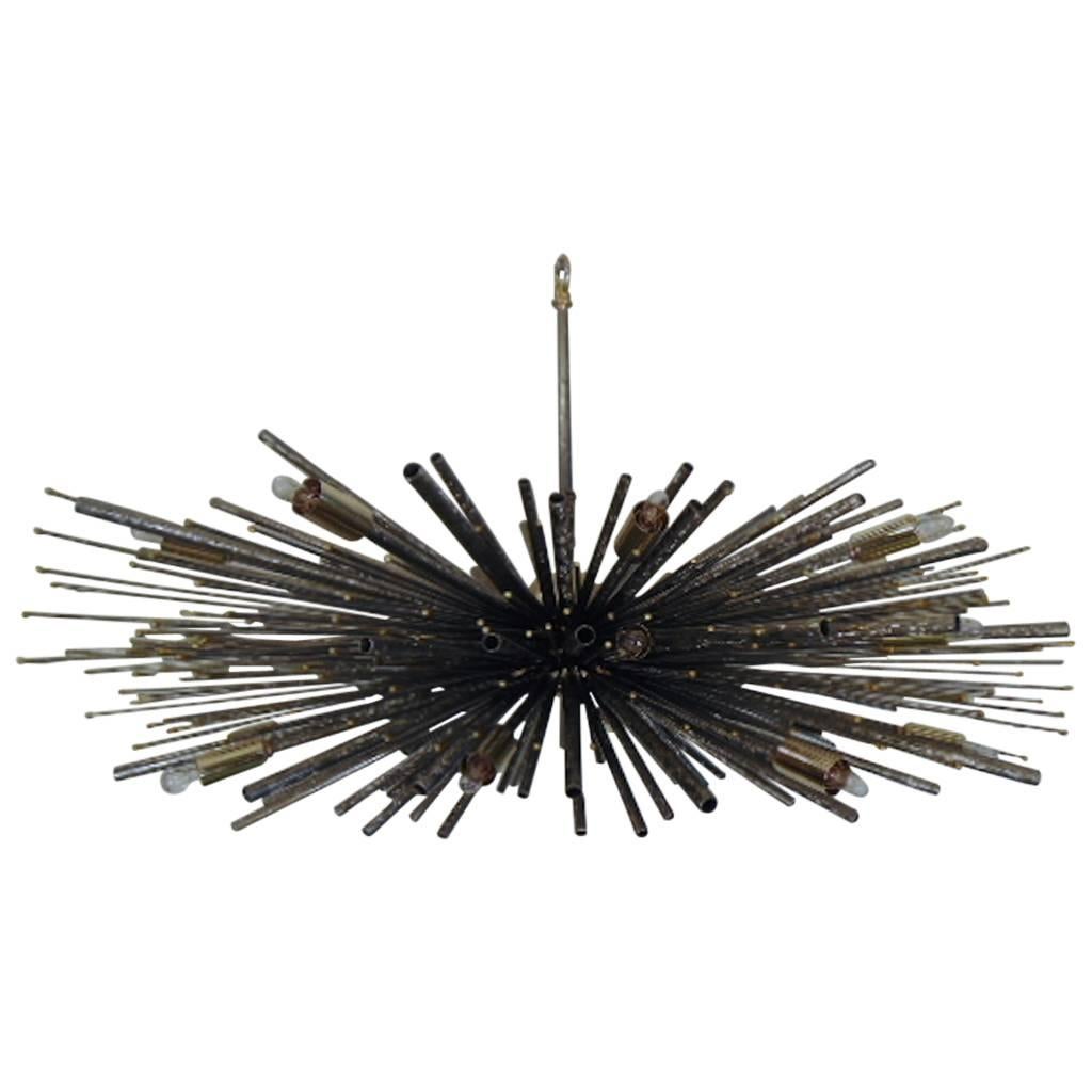 Oblique Supernova in Textured Steel, hand made in America, by Lou Blass For Sale