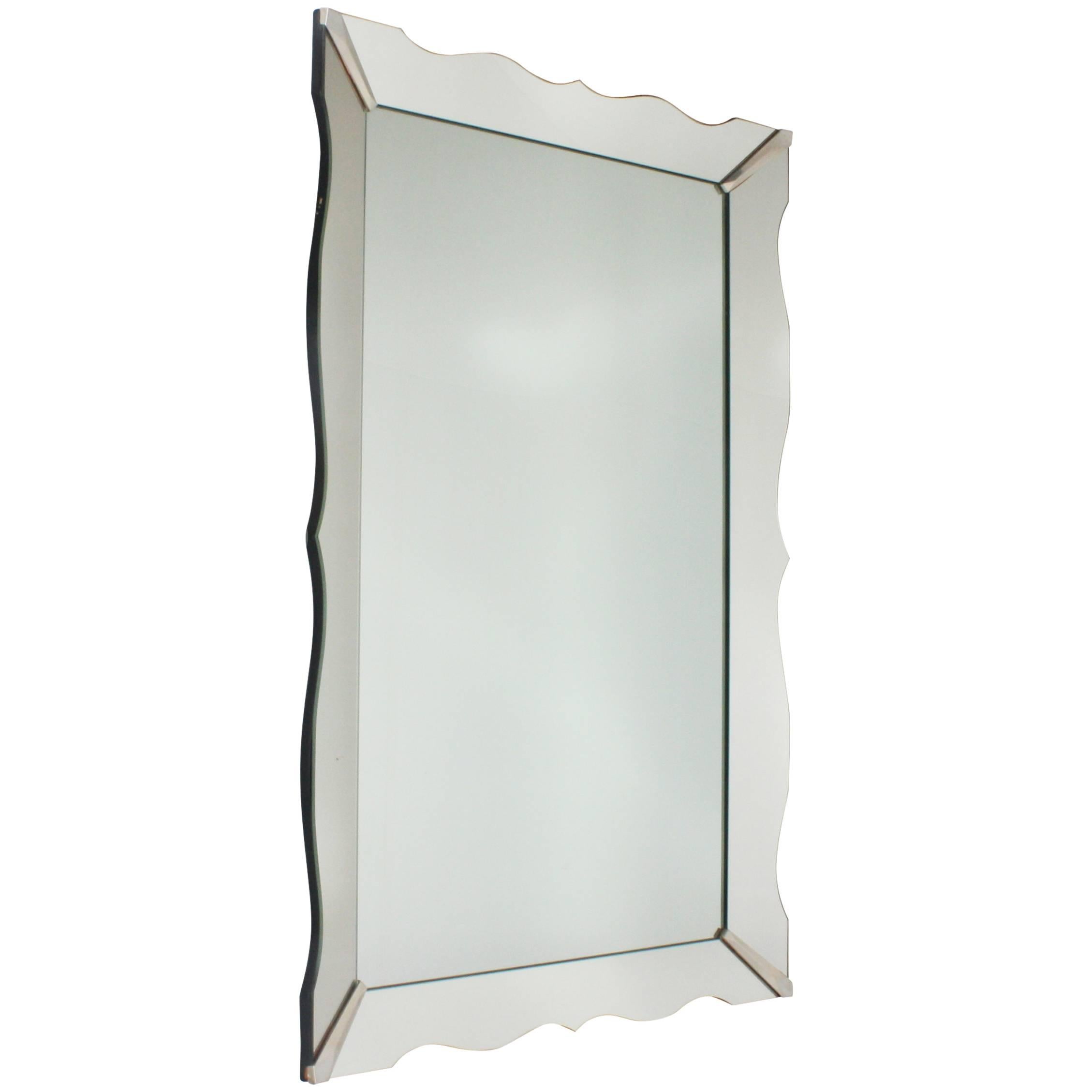 Scalloped Edge Mirror Frame Mirror, circa 1940