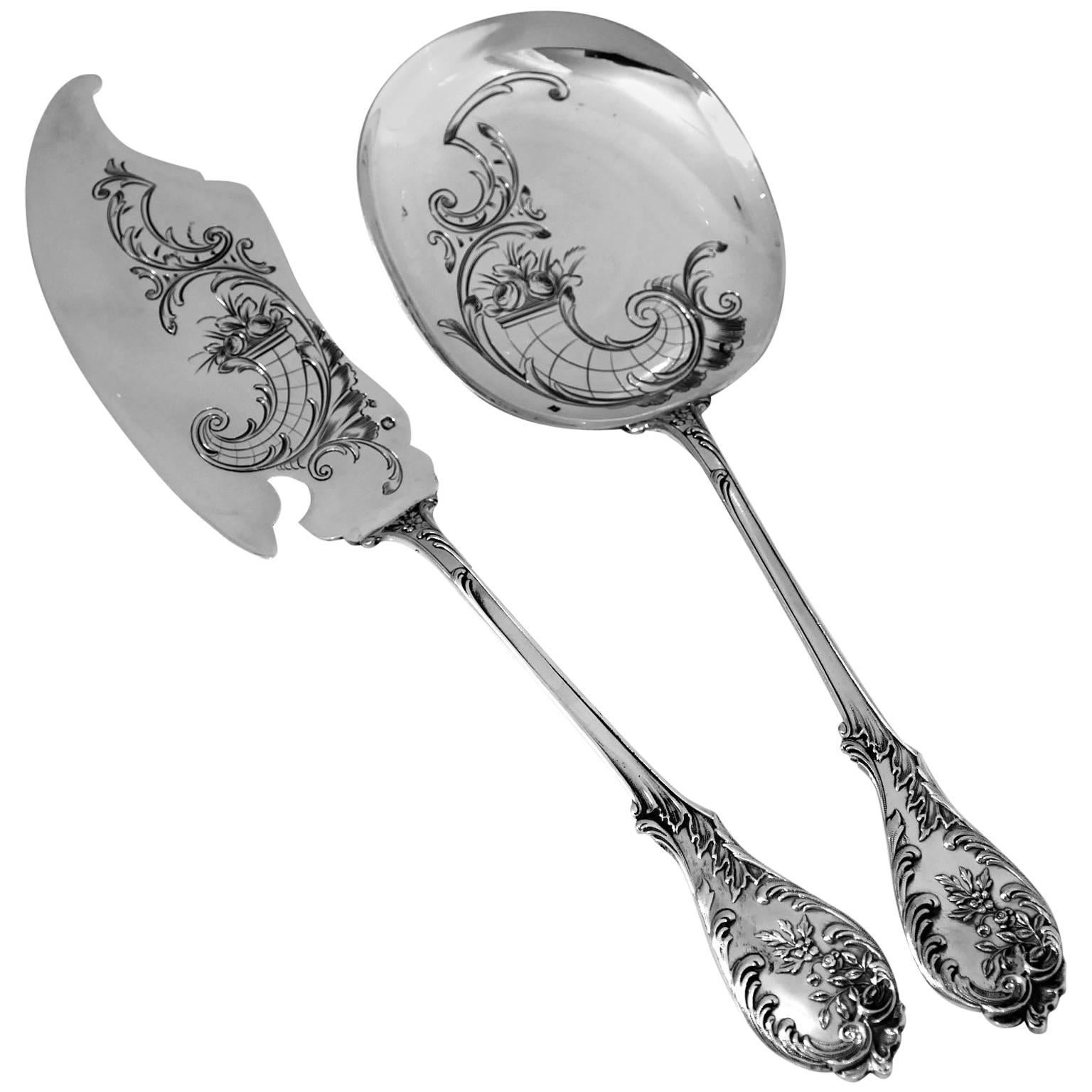 Prost Fabulous French Sterling Silver Ice Cream Set Two-Pieces Art Nouveau For Sale
