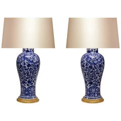 Pair of Blue and White Porcelain Lamps 12