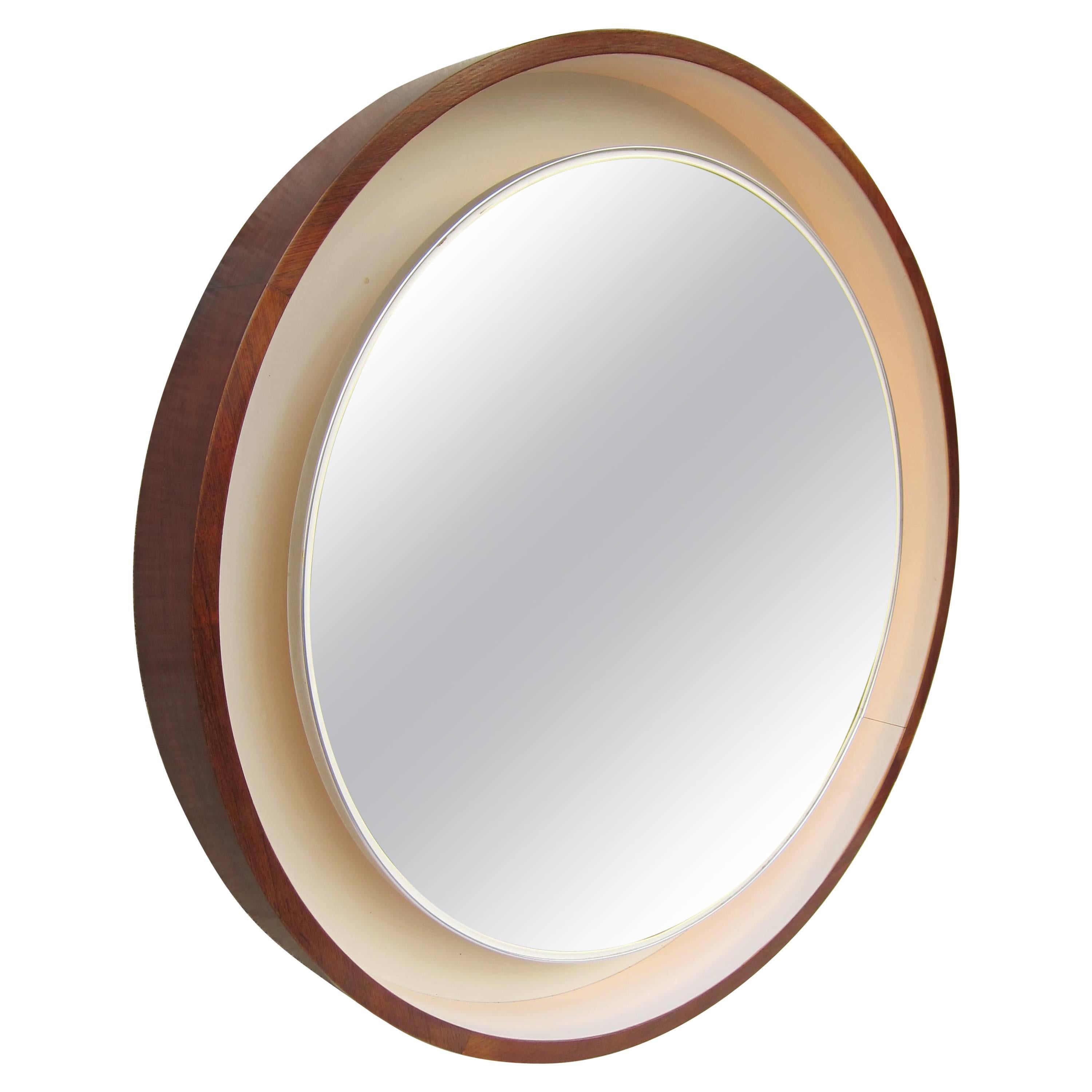 Rosewood and Lacquer with Light Mirror, Scandinavia, 1970 For Sale