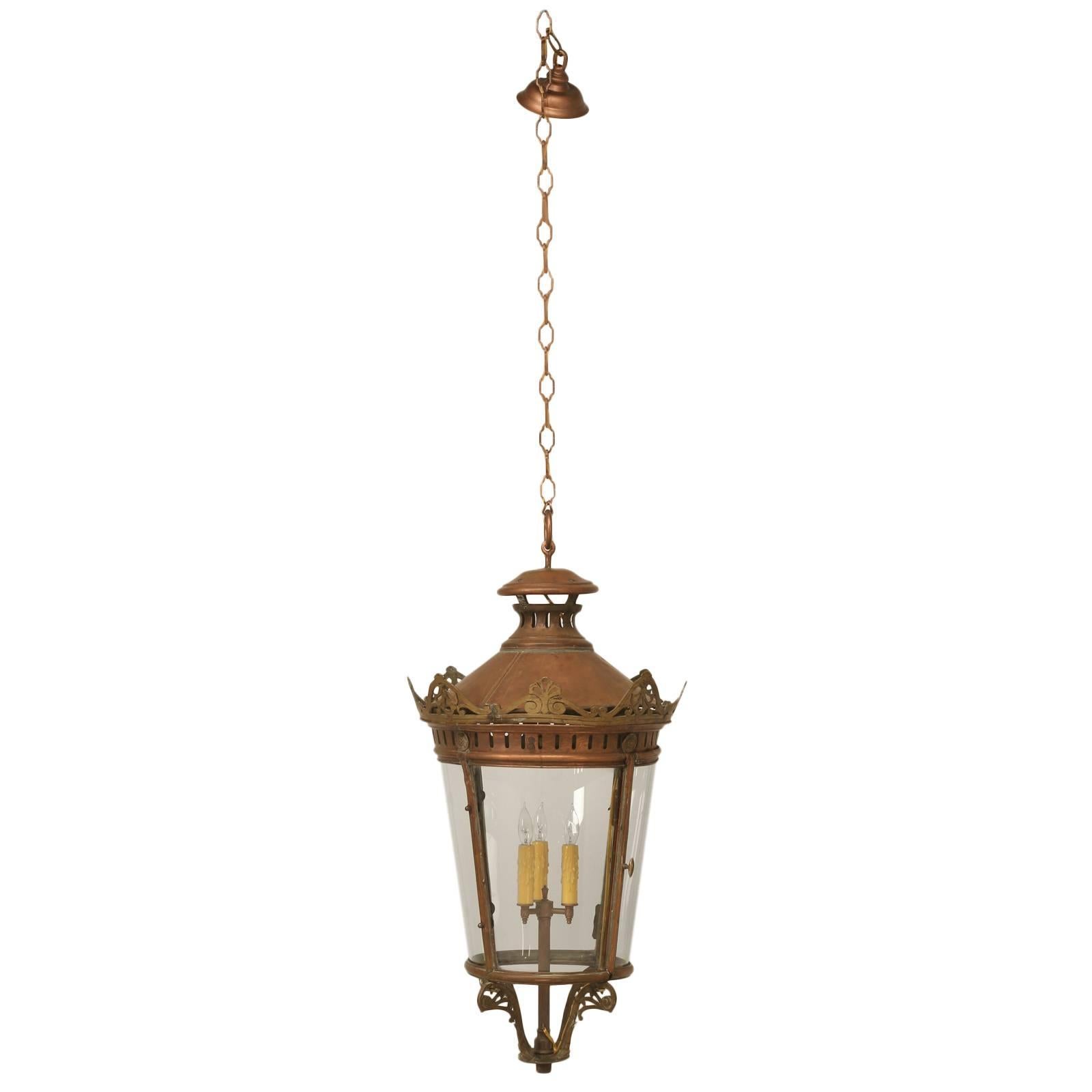 French Antique Copper Lantern