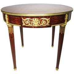 French 19th-20th Century Louis XVI Style Tulip Wood and Ormolu-Mounted Guéridon
