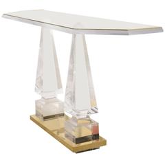 Lucite Obelisk Console, Side Table