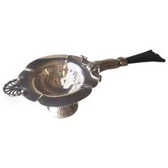 Georg Jensen 830 Silver Tea Strainer No. 6 on Sterling Silver Stand No. 45