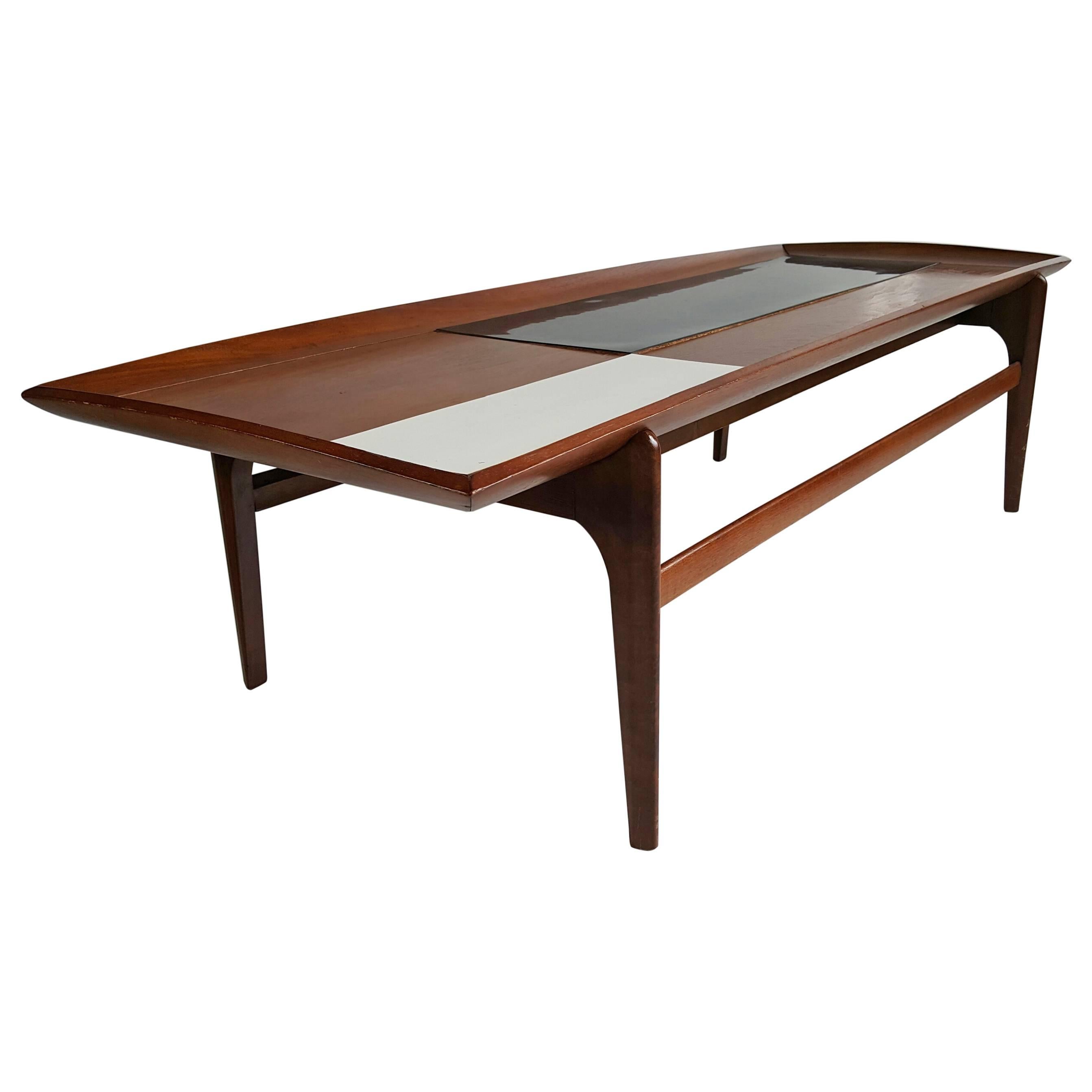 Stunning Modernist Coffee Table, Walnut, Black and White Laminate Top