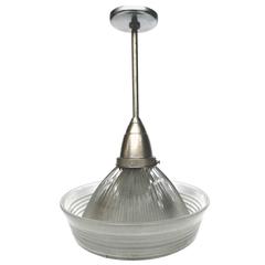 Art Deco Holophane Correctalite Glass Pendant Lamp