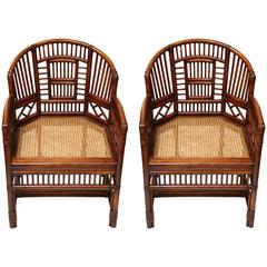 Pair of English Chippendale Style Chairs with Caned Seat