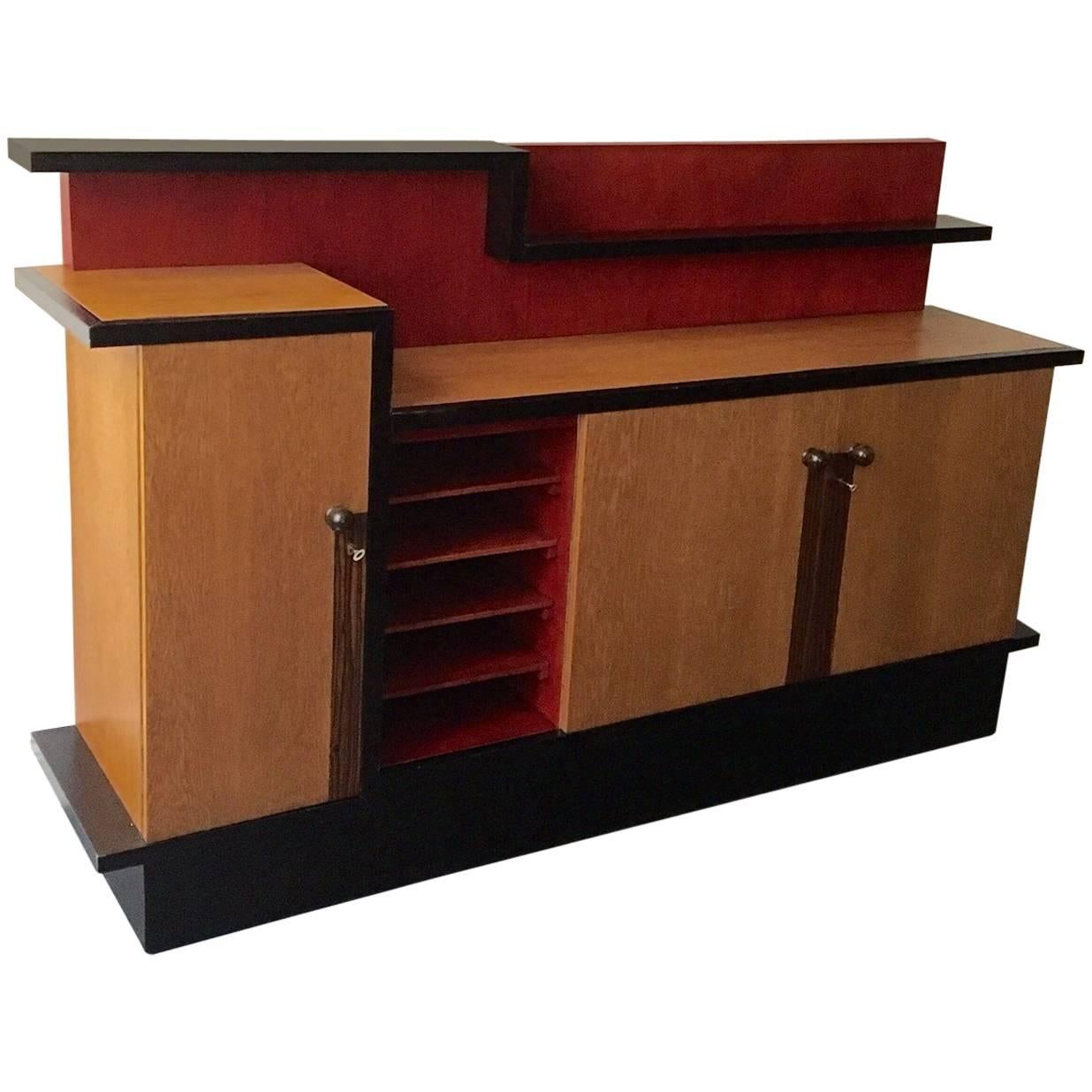 Asymmetrical Dutch Cabinet 'Hague School' Designed by Coen de Jong. c 1930 For Sale