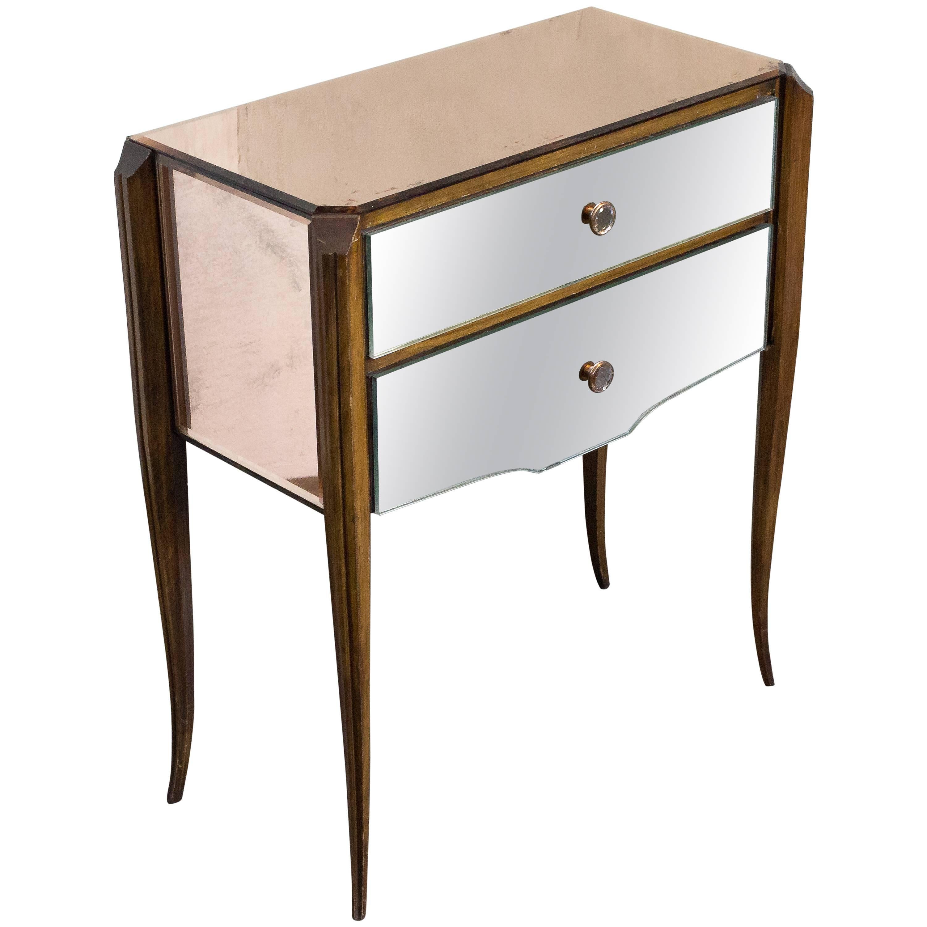 French, 1940s Mirrored Nightstand For Sale