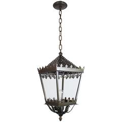 Gothic Style Single Bulb Brass Lantern