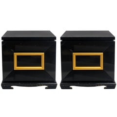 Pair of James Mont Style Chunky End Tables