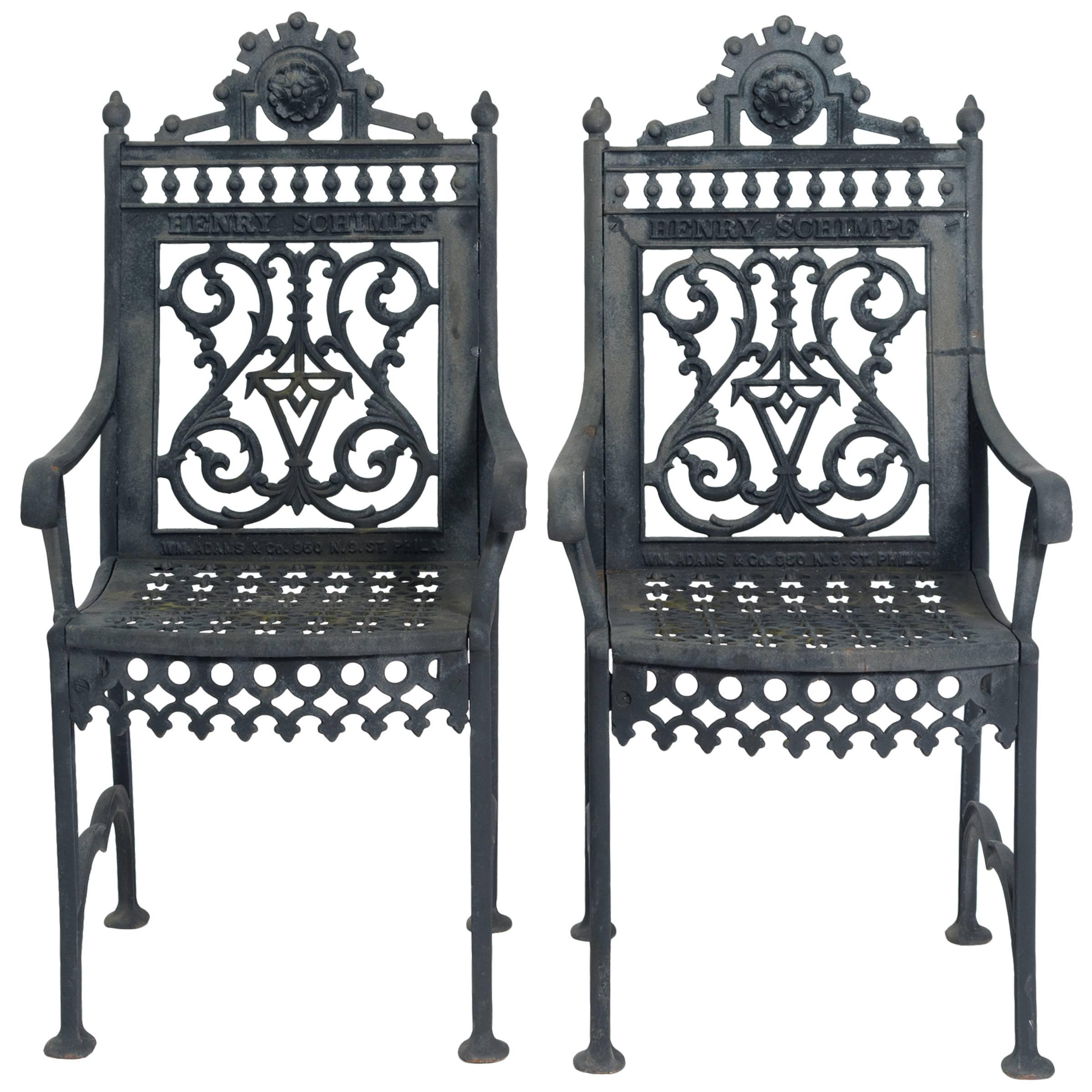 19th Century Pair of Iron Cemetery Chairs