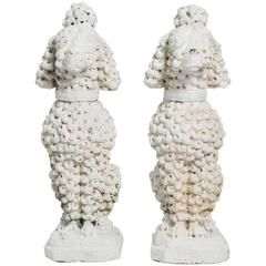 Retro Pair of 1950s Concrete Poodles