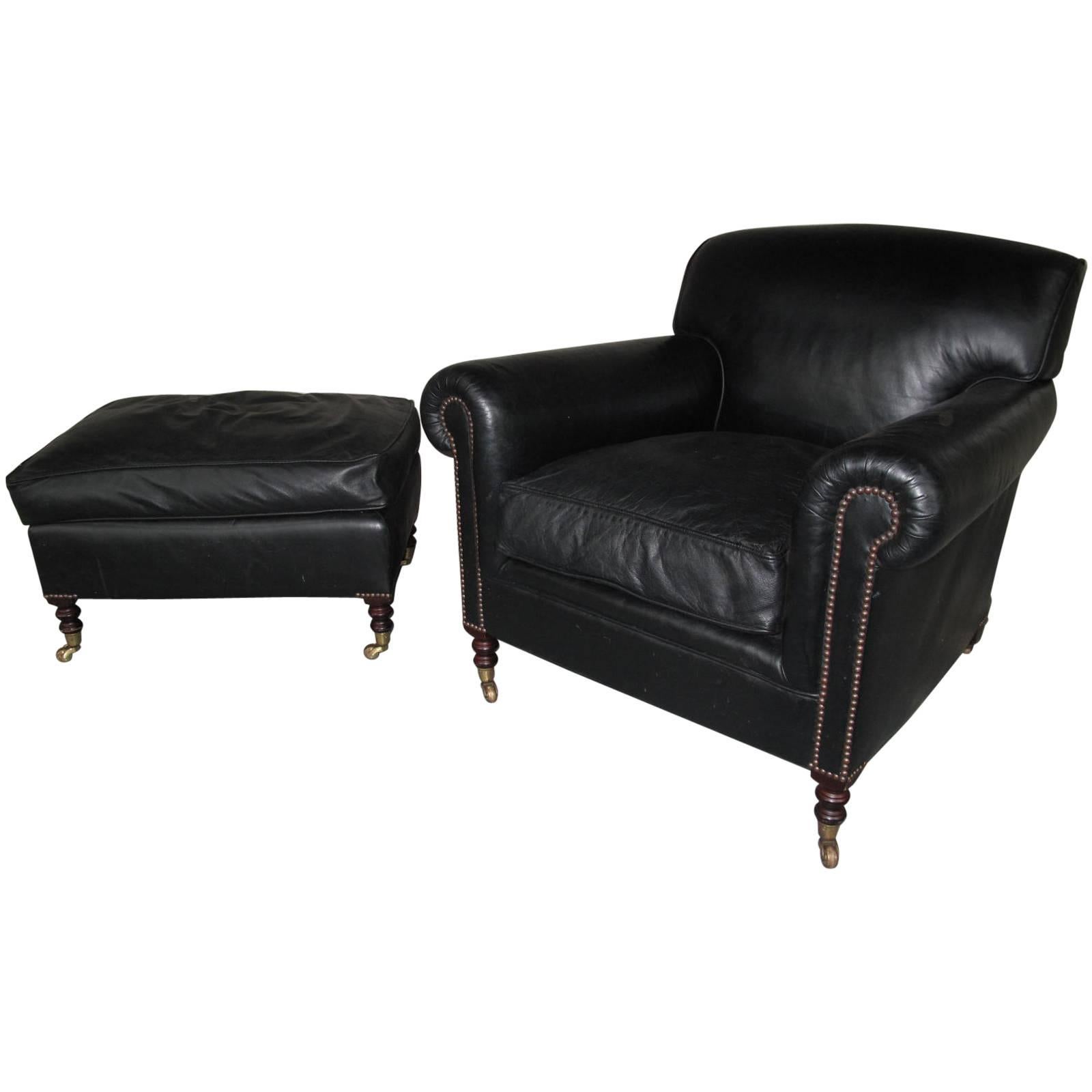 George Smith Leather Chair and Ottoman