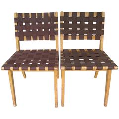 Pair of Strap Chairs in the Manner of Jens Risom