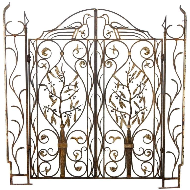 French Art Nouveau Architectural Iron and Bronze Gate in manner of