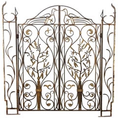 French Art Nouveau Architectural Iron and Bronze Gate in manner of Edgar Brandt