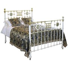 Antique Wide Decorative Brass and Iron Bed