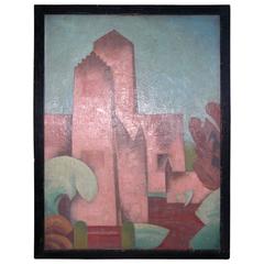 Modernist Cubist Oil Painting by Arthur Hilton UK Artist Signed and Dated 1930