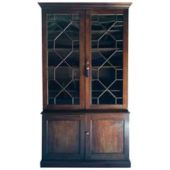 Antique Bookcase Victorian Mahogany Display Cabinet Two-Door Large