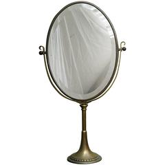 Early 20th Century Tall Brass Double Face Psyché Mirror with Beveled Edges