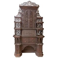 Antique Fretwork Folk Art Eterger/Secretary or Étagère with Dressing Table