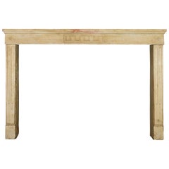 18th Century Wide French Classic Limestone Antique Fireplace Surround