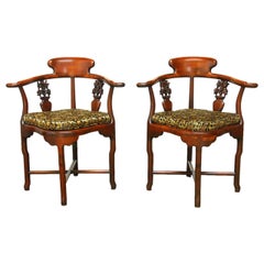 Pair of Exceptional Chinese Rosewood Corner Chairs