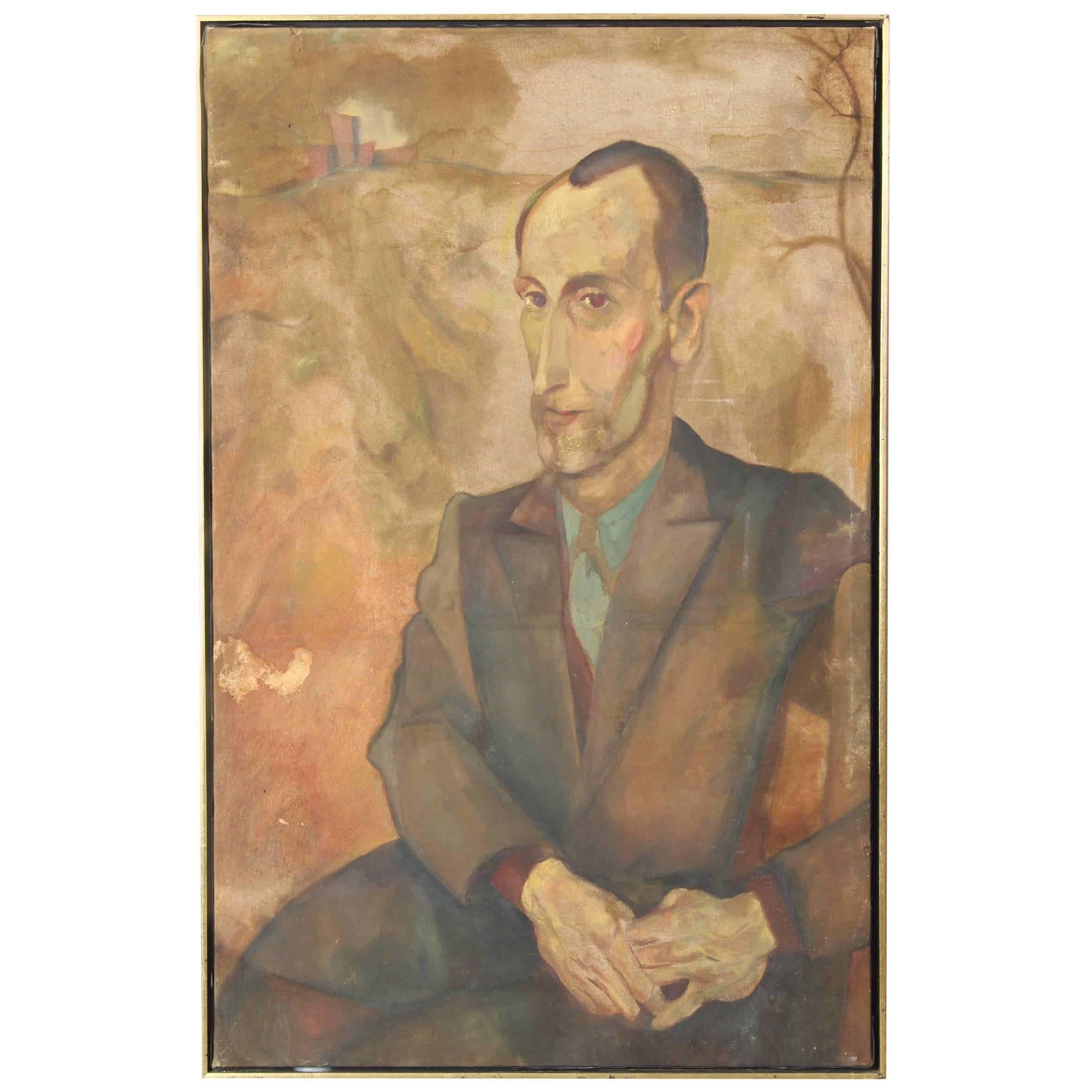 Large Oil on Canvas Portrait of a Man