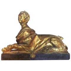 Vintage Madame Pompadour .Depicted as Large Gilt Sphinx