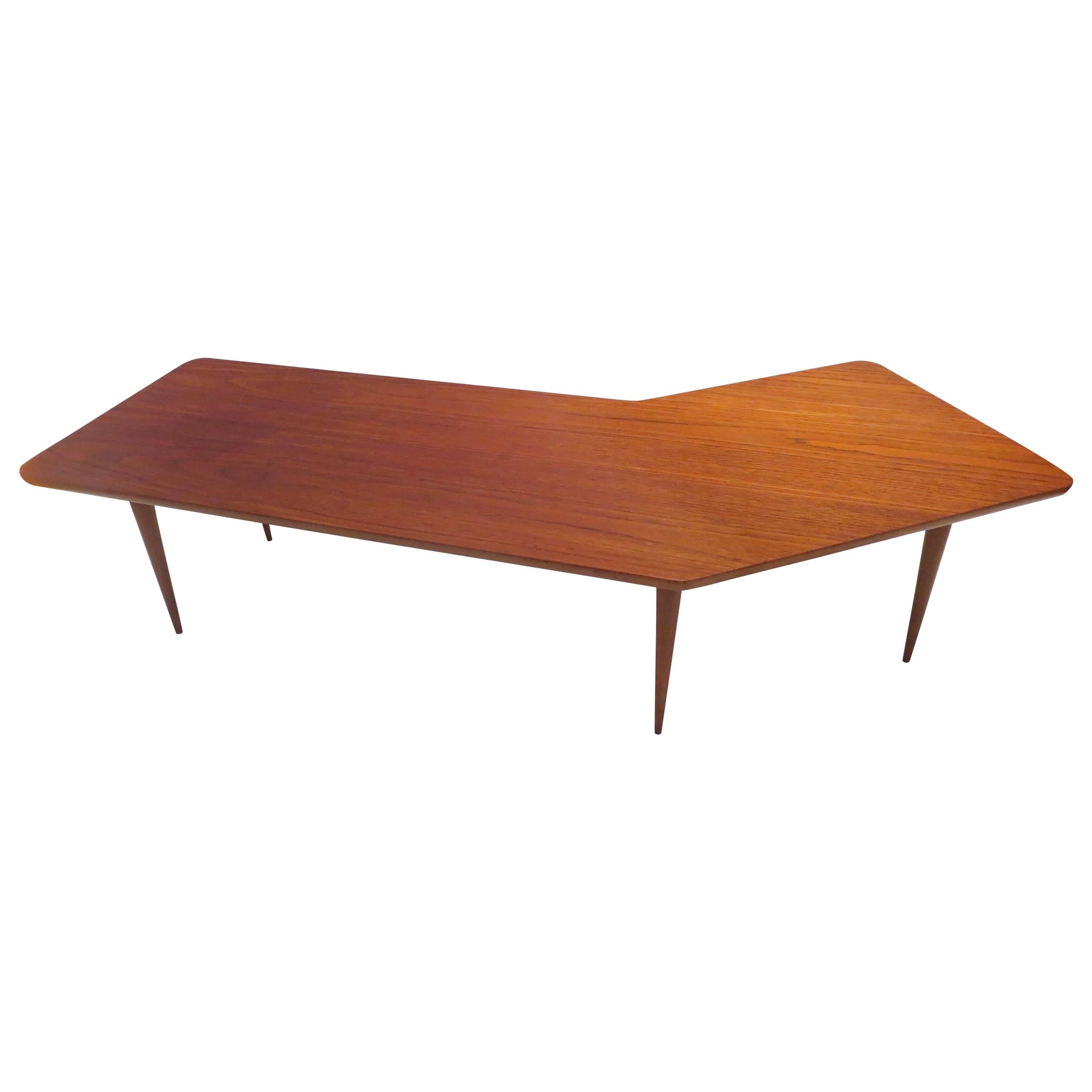 Danish Modern Boomerang Shape Teak Coffee Table by DUX of Sweden