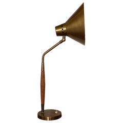 Swedish Table Lamp in Teak and Brass by Boréns, 1950s