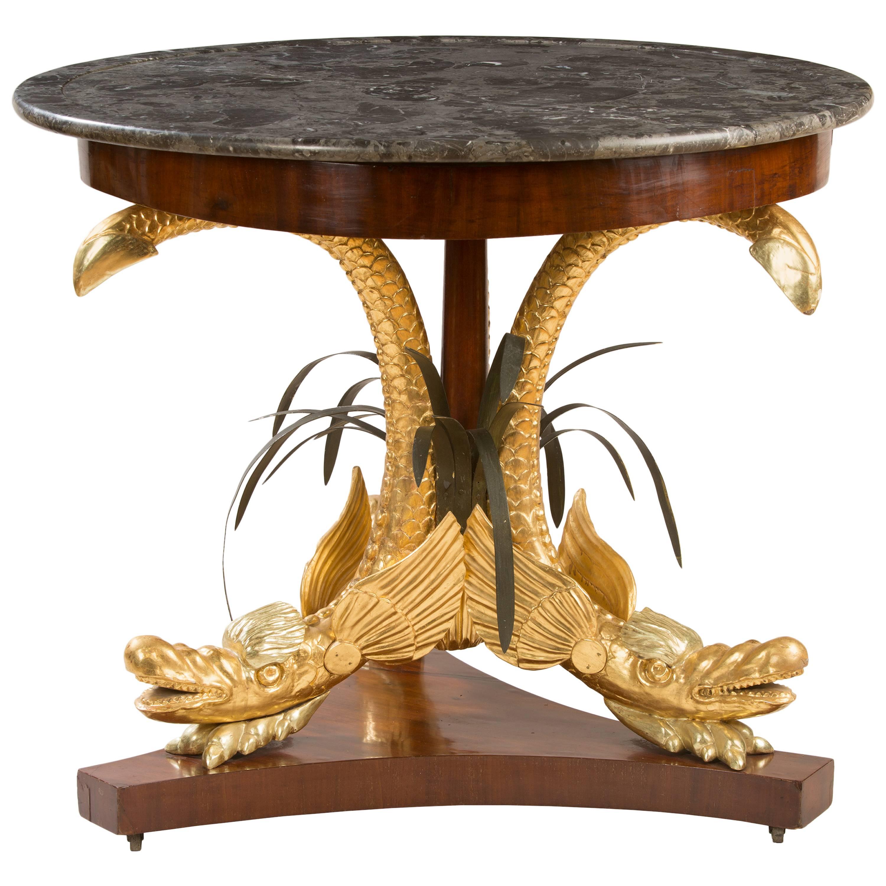 19th Century Neoclassical Marble-Top Center Table For Sale