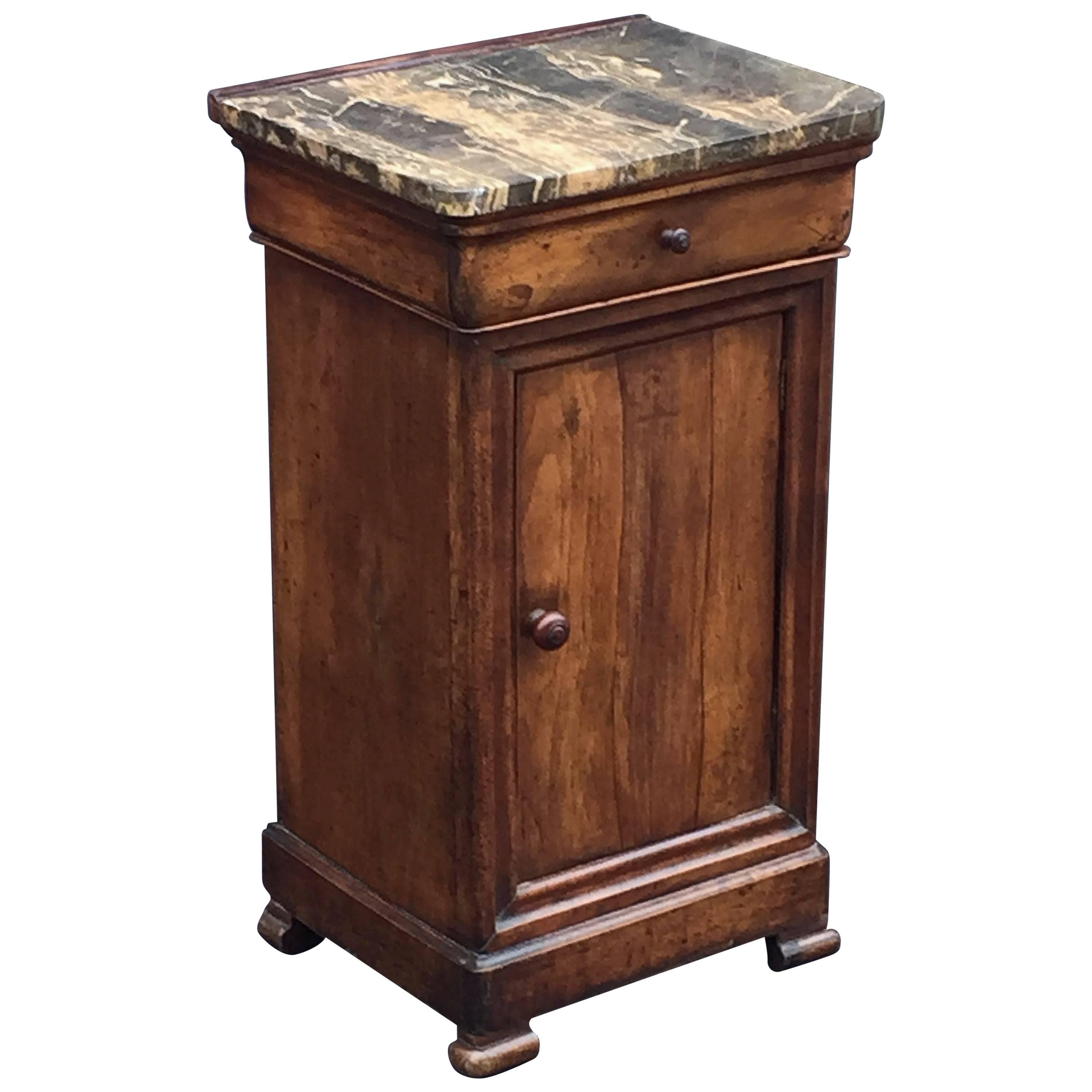 French Nightstand of Walnut with Granite Top