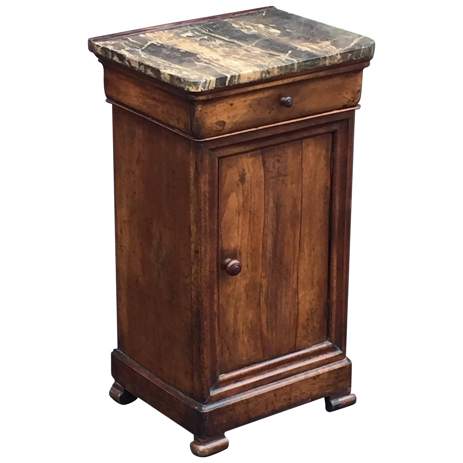 French Nightstand of Walnut with Granite Top at 1stdibs