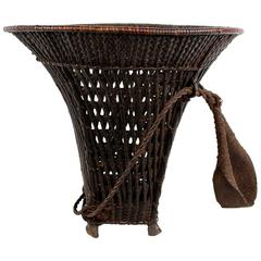 Vintage Woven Carrying Basket with Forehead Strap