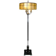 American Art Deco Chrome/ Black Floor Lamp, circa 1920s