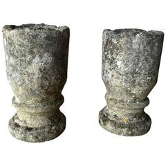 Antique Pair of 19th Century French Cast Stone Urns