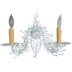 PAIR Large Metal Art Sea Coral Wall Lamp Sconces, circa 1950s