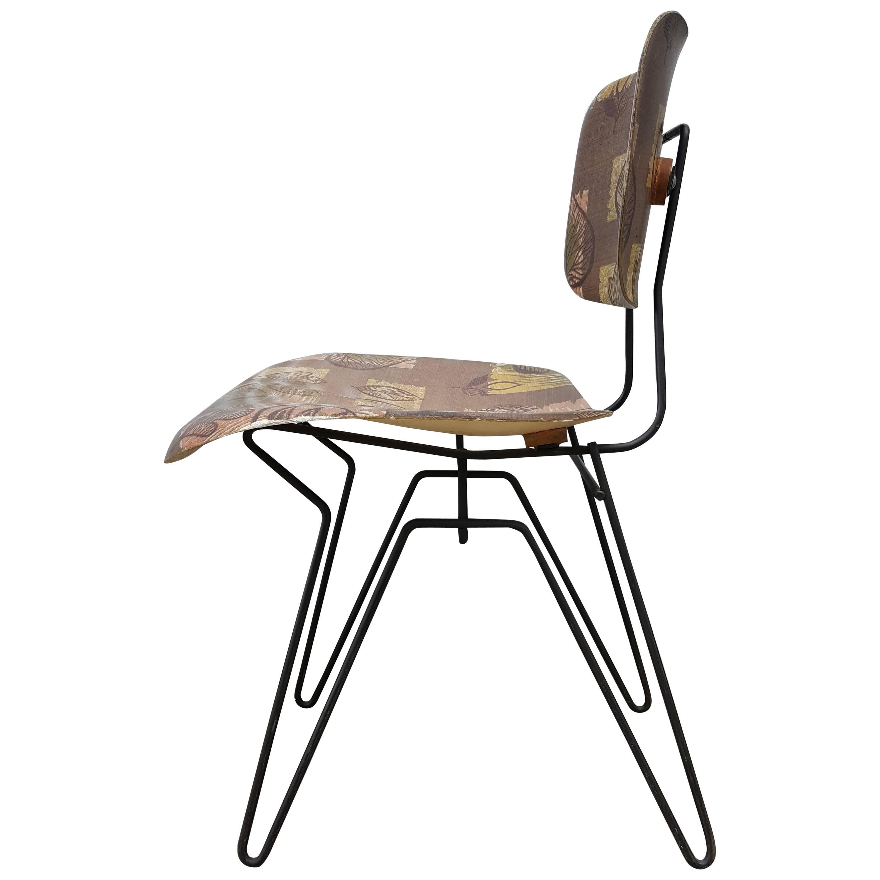 Hobart Wells Iron Hairpin and Formed Fiberglass Lounge Chair For Sale
