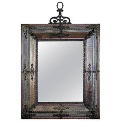 Glass and Silver Italian Mirror, circa 1950 12