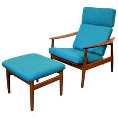 Arne Vodder Teak Lounge Chair Model FD164 and Ottoman