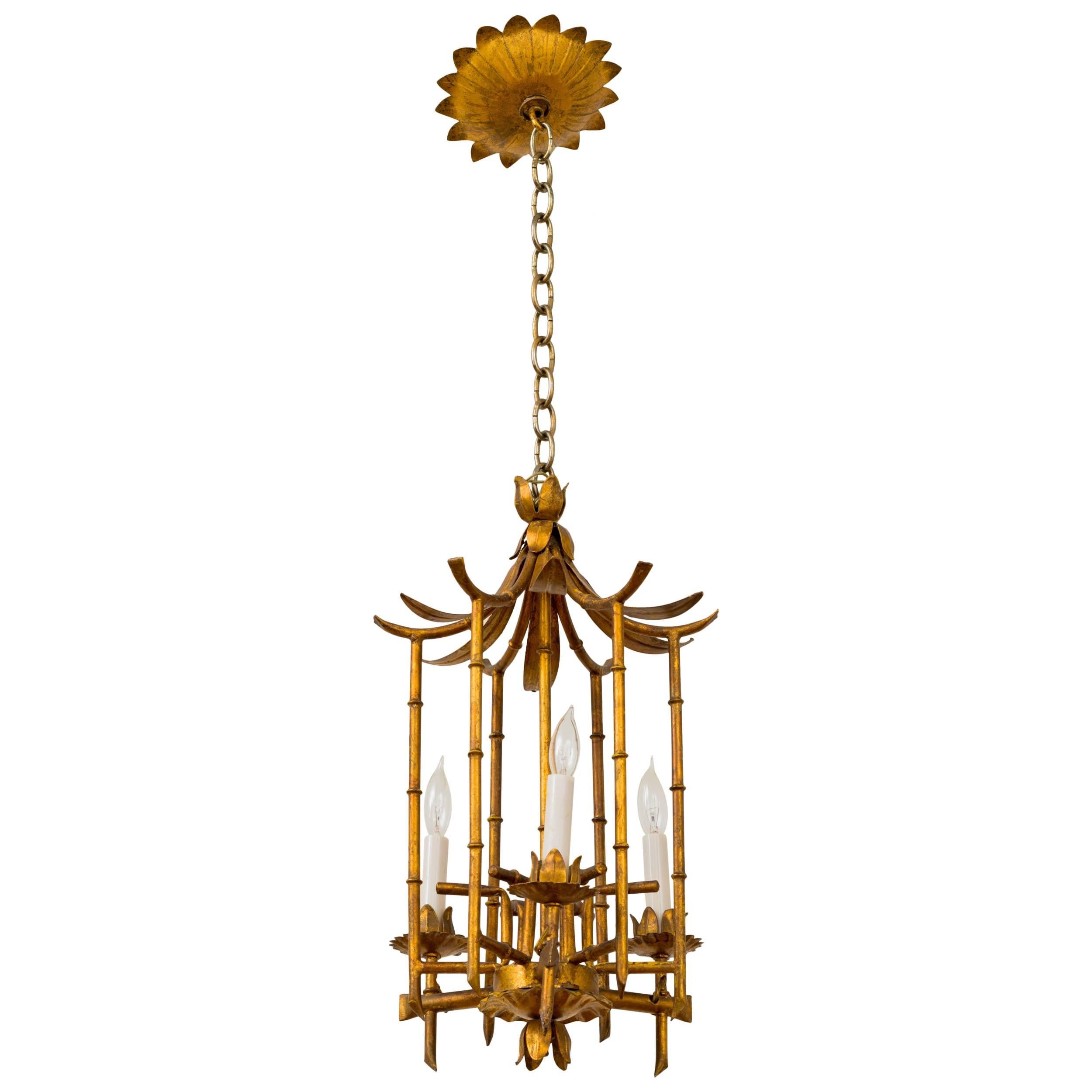 Italian Faux Bamboo Pagoda Chandelier